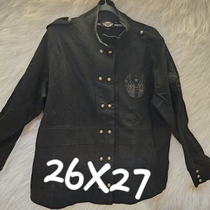 VINTAGE HARLEY-DAVIDSON WOMENS PLUS SIZE 1X DOUBLE BREASTED COAT EMBROIDERED